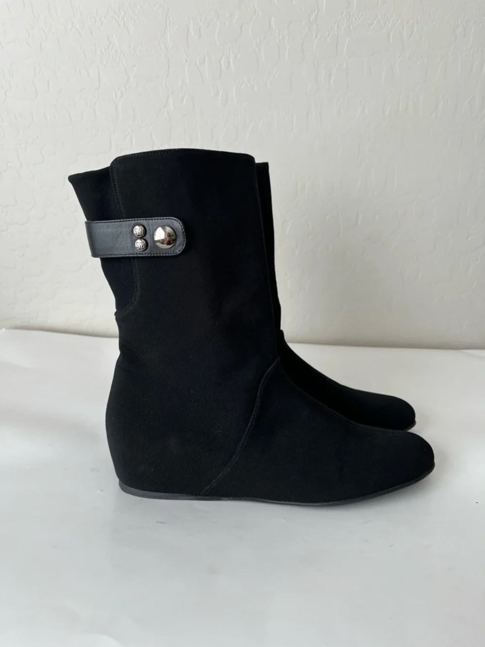 Stuart Weitzman Downpour Goretex Waterproof Mid Calf Boots Black Size Women 8.5 - Picture 2 of 10